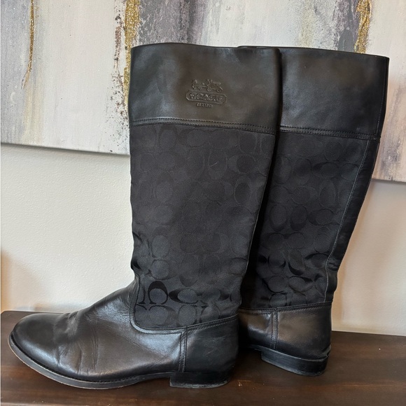 COACH Black Leather and Fabric Boots - Picture 2 of 16